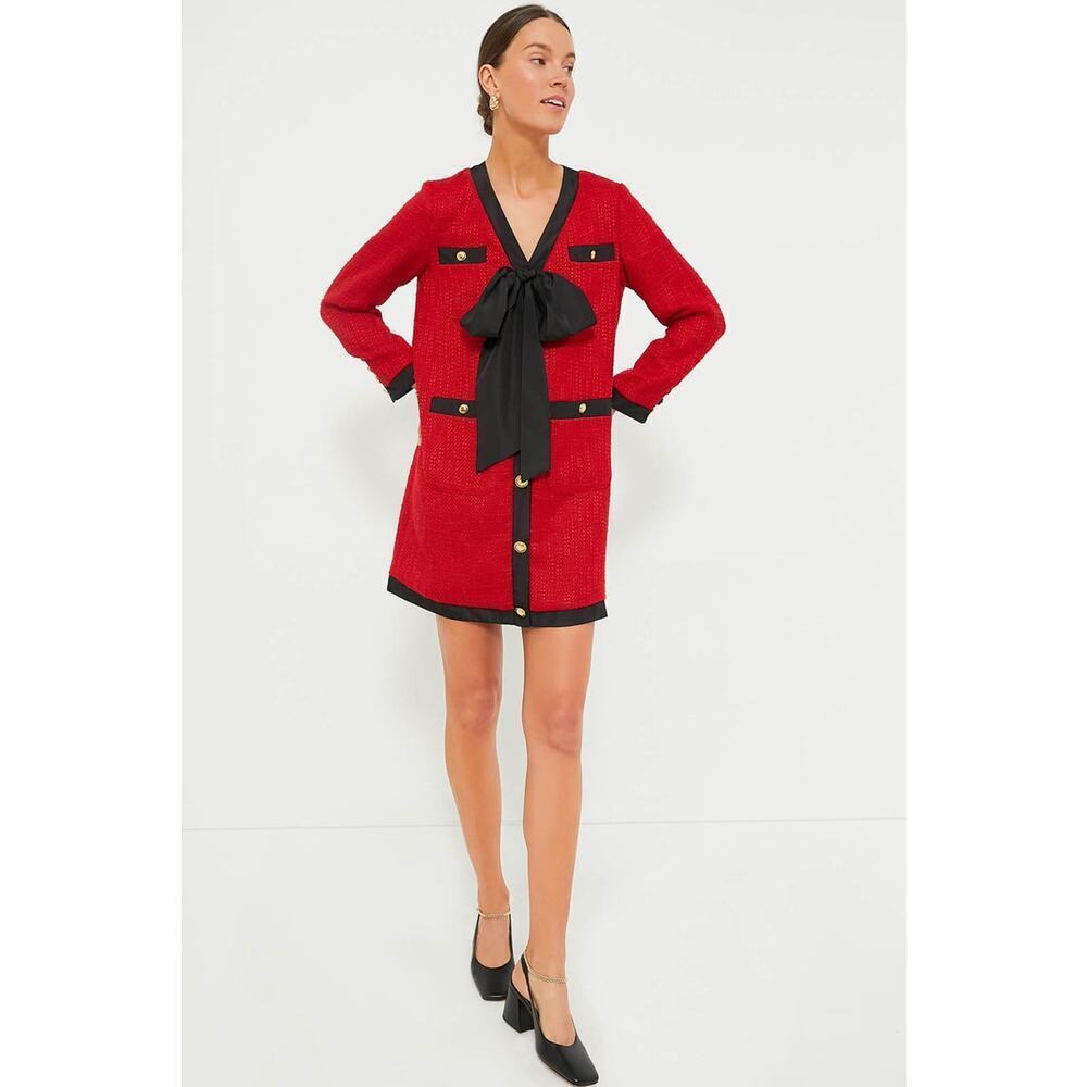 POMANDER PLACE Red Coco Tweed Bow Dress Size XXL NWT Retail $168 Tuckernuck - Picture 4 of 9